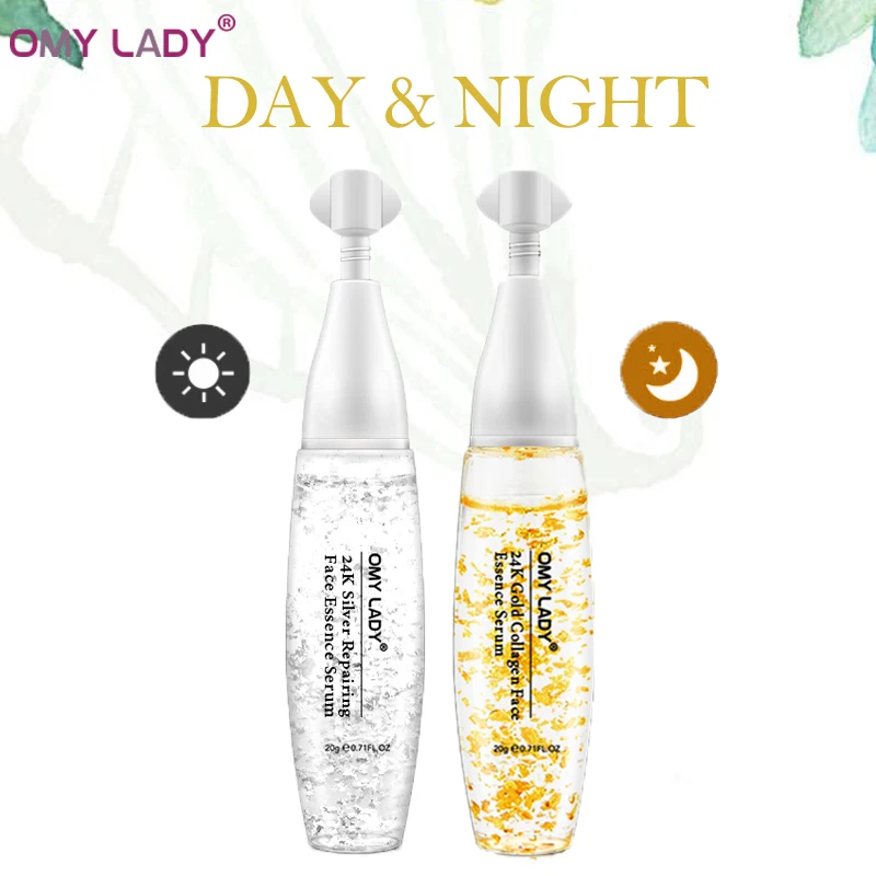 

Omylady 24k Gold Silver Foil Serum Skin Care Essence Agless Face Care Moisturizing Nourishing Serum Lifting Firming Anti Wrinkle