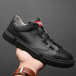 Высокое качество Для мужчин повседневные кроссовки модные Лоферы для вождения весенние удобные Для мужчин черный Белая обувь на плоской