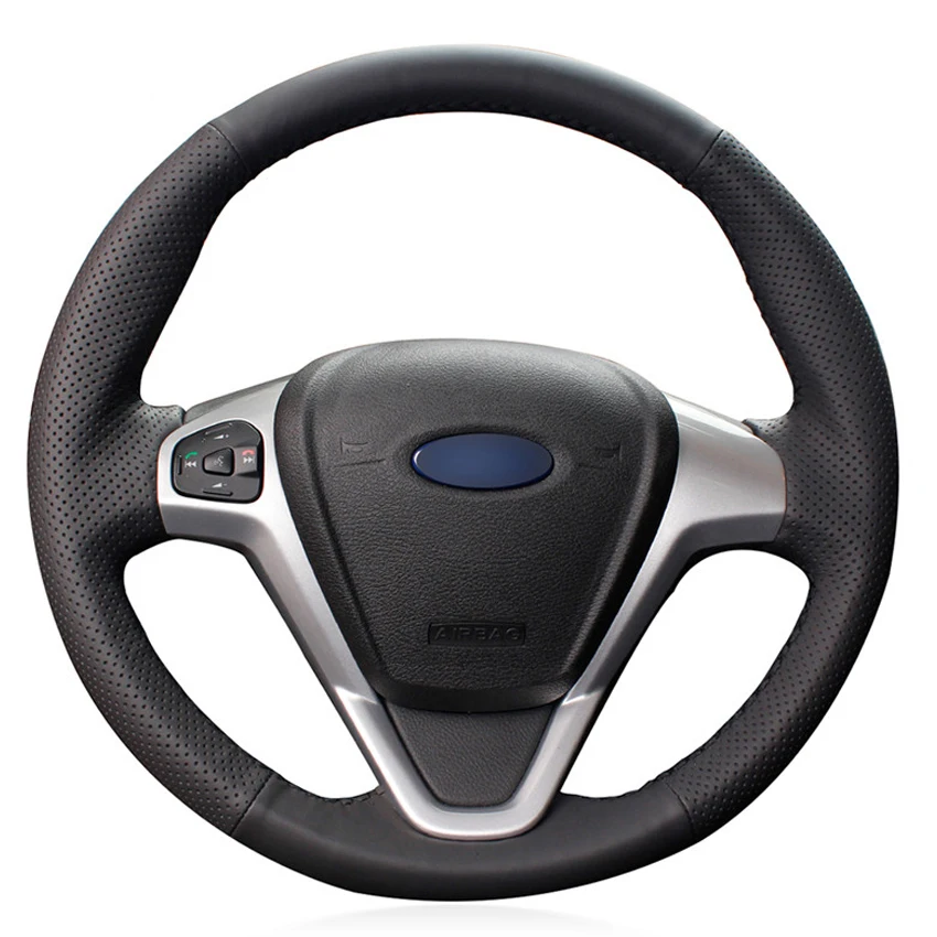 

Black PU Faux Leather DIY Hand-stitched Car Steering Wheel Cover for Ford Fiesta 2008-2013 Ecosport 2013-2016