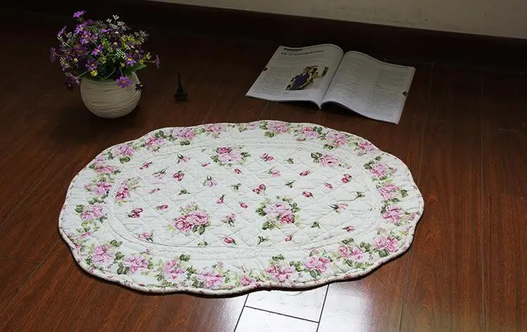 Корейский хлопок Овальный хлопок с цветочным принтом нескользящий дверной коврик для кровати ковер в гостиную пыленепроницаемый 50*70 см качество