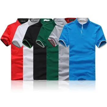 

Breathable Sports Men T-shirt M-XXXL Dropshipping Wholesale Stand Collar T Shirt Short Sleeve Tee 6colors