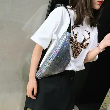 

Women's Waist Fanny Pack Money Belt Wallet Glitter Multicolor Bum Bag Pouch Travel Waist Sport Hip Holiday