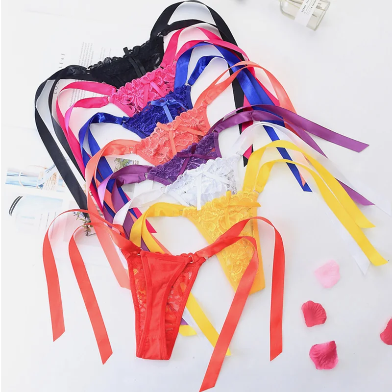 

luckymily Sexy Panties Women's Underwear Low-Rise G-String Thongs Hot Erotic Lingerie Underpants Lace Briefs With Bow Intimates