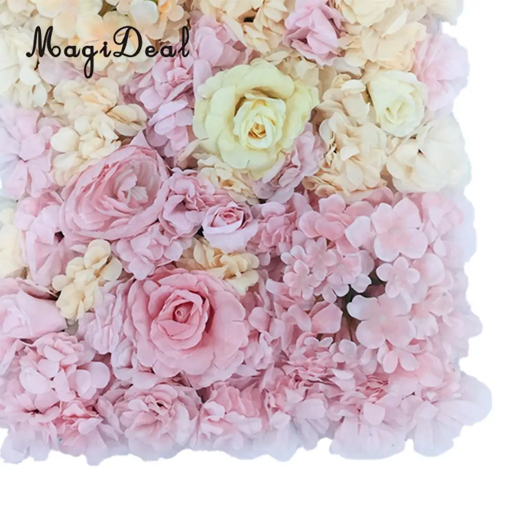 Romantic Artificial Flower Wall Panels Wedding Venue Roses Hydrangea Floral Decor Type A 5 Colors Choice	