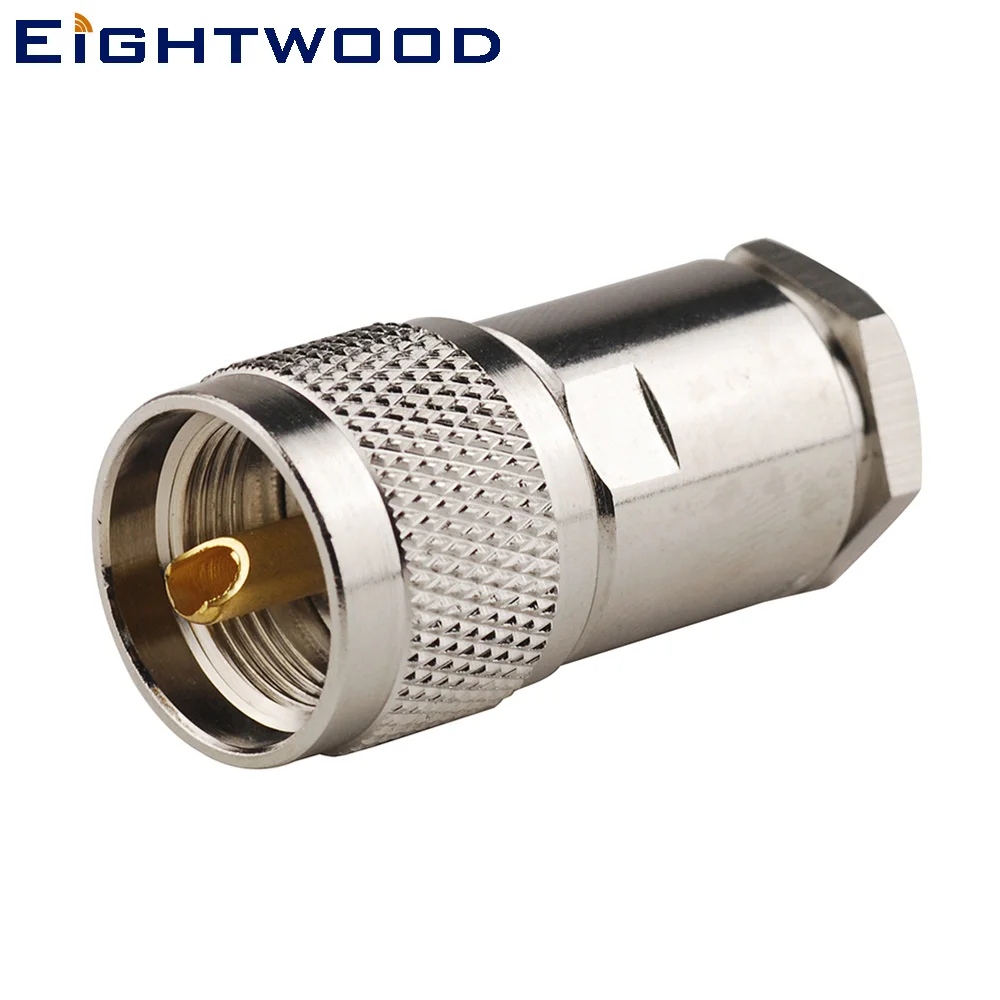 

Eightwood UHF/SO239 Clamp Plug Male Straight RF Coaxial Connector Adapter Crimp LMR400 Cable for Antenna Aerial Military