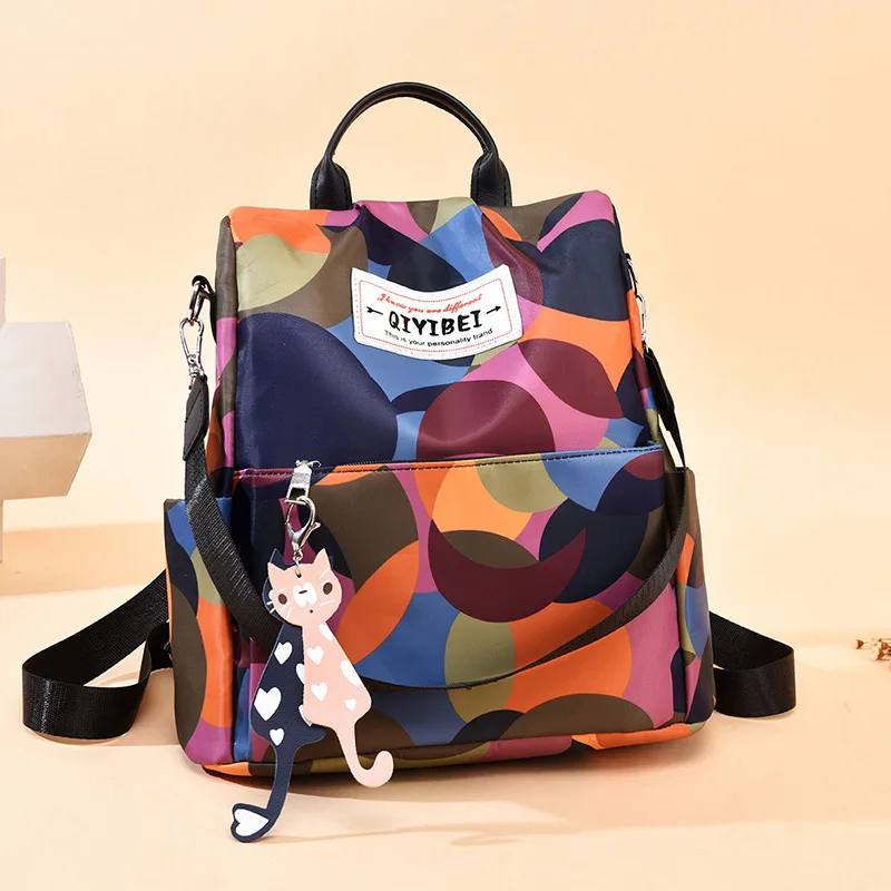 Multifunctional Anti-theft Women's Backpack Printed Nylon Fashion leisure back pack for girls teenage Female Rucksack | Багаж и сумки