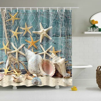 

Waterproof Bath Curtains Modern Beach Shells /Custom Distinctive Cartoon African Woman Waterproof Bathroom Shower Curtain AB