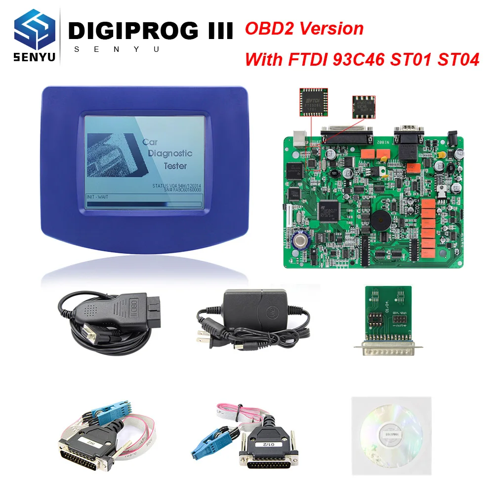 

Digiprog III V4.94 OBD2 Version ST01 ST04 DIGIPROG3 Odometer correction Programmer FTDI 93C46 Chip DIGIPROG-3 V4.94 Programmer