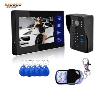 

7" inch Video Door Phone Doorbell Intercom System Compatible RFID Keyfobs 700TVL outdoor waterproof IP55 camera