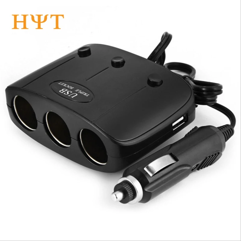 

BO4 3 Ways Car Auto Cigarette Lighter Sockets Splitter Power Adapter Dual USB Charger For Iphone Samsung HTC Xiaomi Mobile Phone