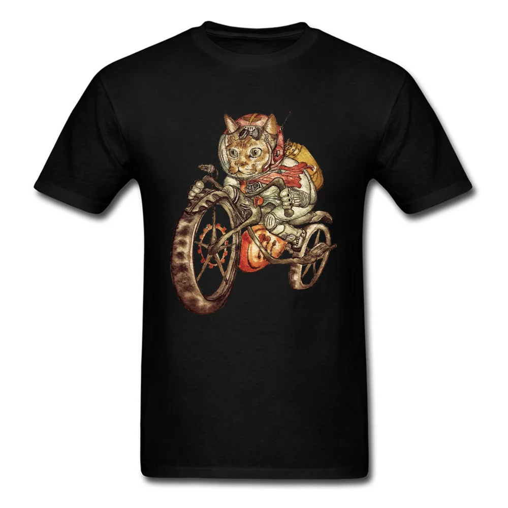 Berserk Steampunk Motorcycle Cat Custom Summer Fall Cotton Fabric O Neck Men Tees Tee Shirt 2018 Fashion Short Sleeve T-shirts Berserk Steampunk Motorcycle Cat black