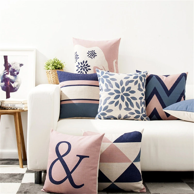 Nordic Design Cushion Cover Pink Blue Geometric Throw Pillowcase 45cmX45cm Color Decoration Home Office Car Bed Seat Pillow Case | Дом и сад