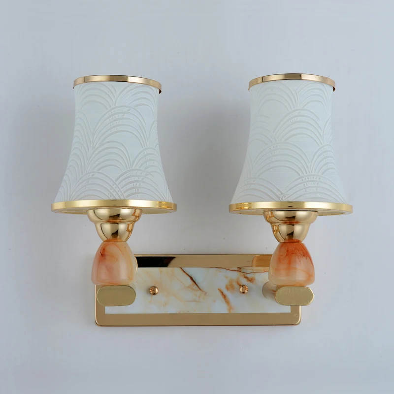 

Hot sale E27 Wall lamp genuine vintage wall light handmad golden bathroom light lampada European Led Wall Lamp Artificial jade