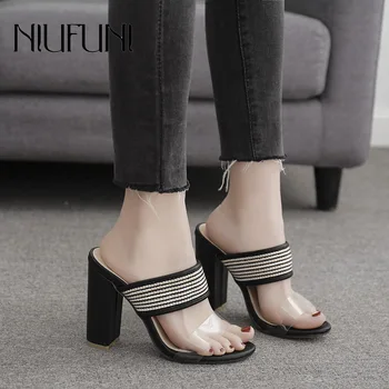 

Fashion Transparent PVC 2020 Women's Sandals Summer New Arrival Slippers Thick Multicolor Super High Heels Casual Shoes NIUFUNI