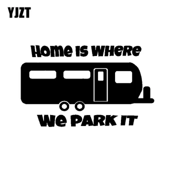 

YJZT 16CM*9.6CM Fun Home Is Where We Park It Camping Car Window Sticker Vinyl Decal C11-1354
