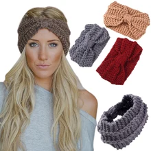 Girls Soft Knitted Fabric Headband Female Wool Winter Warm Turban Hair Accessories for Women Crochet Head Wrap Stretch Headdress