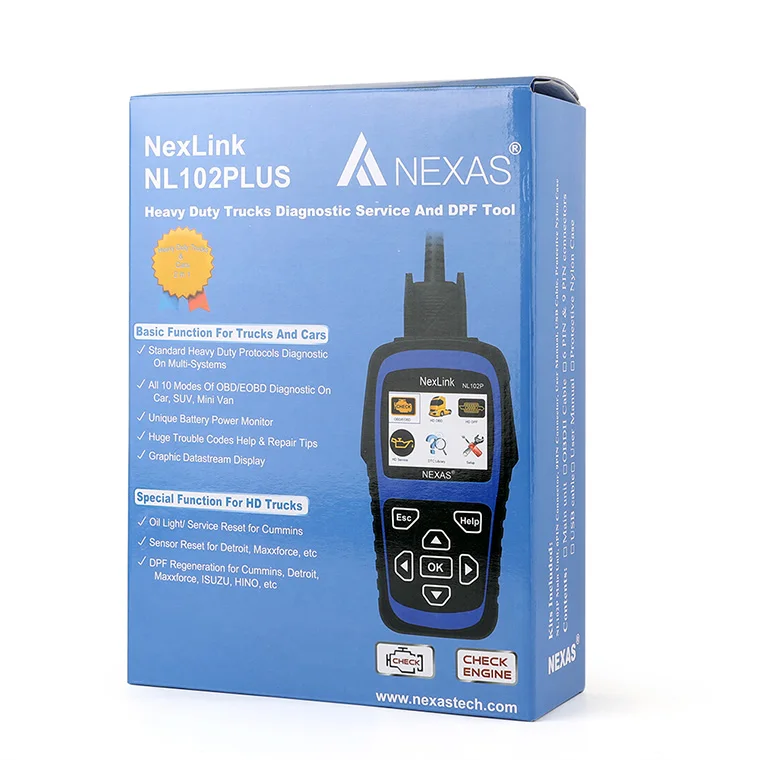 Nexas NL102P OBD Авто Грузовик 2 в 1 Автомобильный сканер моторный масляный Сервис Сброс DPF для тяжелых грузовиков ODB диагностический инструмент