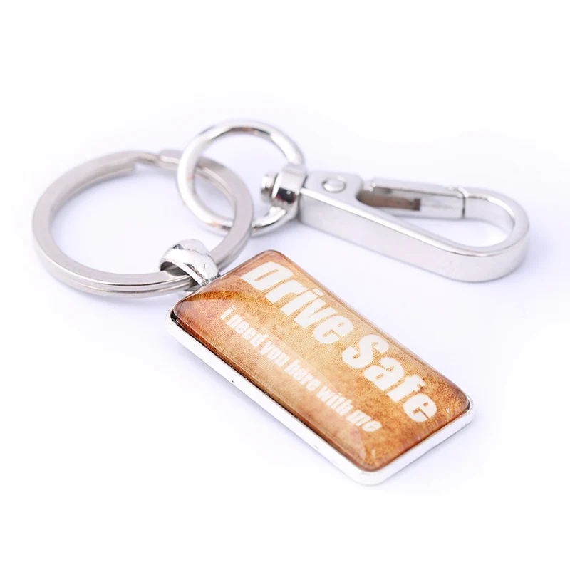 

onwear rectangle glow in the dark glass cabochon keychain drive safe key chain metal keyring birthday christmas gift