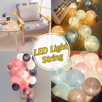 

3M 20 LED Cotton Ball String Light Colorful Decorative Christmas Fairy Lamp Plug-in/Battery Box Holiday Garland
