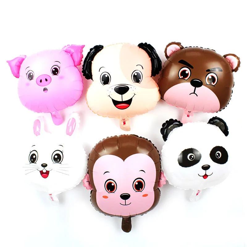 

Wholesale 50pcs/lot animal head pig balloons happy birthday party supplies panda helium ballon for baby shower boy/girl decor