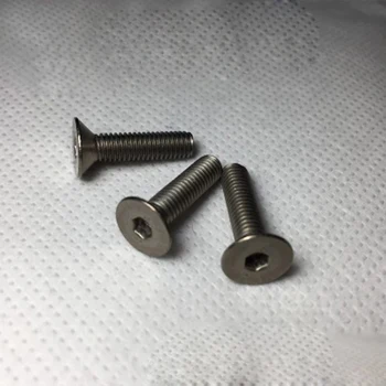 

M6 Hex socket Screws GR2/TA2 Titanium Allen Flat head Bolts DIN 7991 Countersunk Pure Titanium Screw Length 8mm-50mm