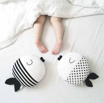 

40cm*50cm Black White Cartoon Fish Pillow Toys Appease The Toy Baby Kids Boys Girl's Plush Toys Kids Christmas Gifts Decoration