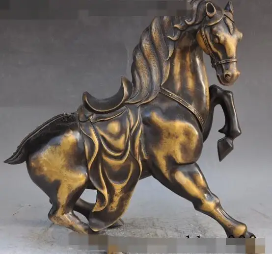 

S00221 16"lucky china fengshui bronze animal zodiac run horse war steed success statue