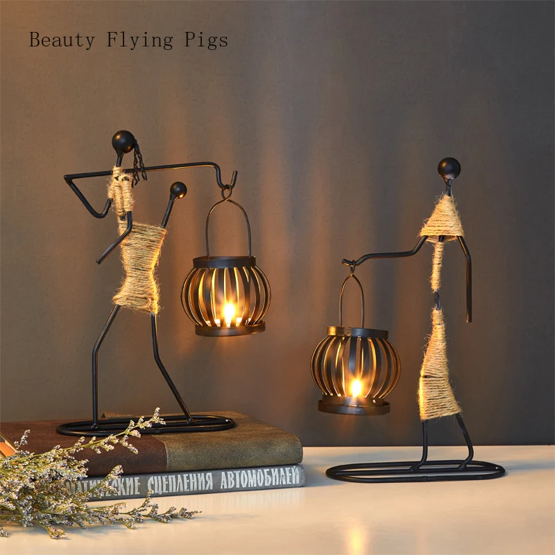 Skup Bezpośredni kreatywny kutego żelaza świecznik przy świecach stół do jadalni dekoracje domu świeca stół małe meble