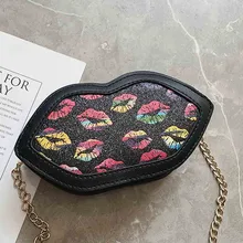 Девушка детям подарки сумка милый губы кожа Crossbody сумки, кошелек цепи Сумки PU сумка на молнии