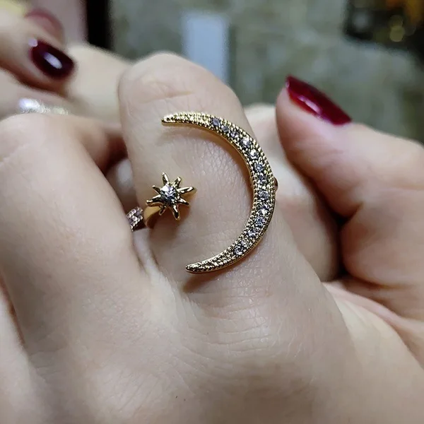 

UlLZ 2019 New Arrival Alloy Design Rose Gold Color Moon Adjustable OpenRings for Women Anniversary Wedding Dating Jewelry UR3002