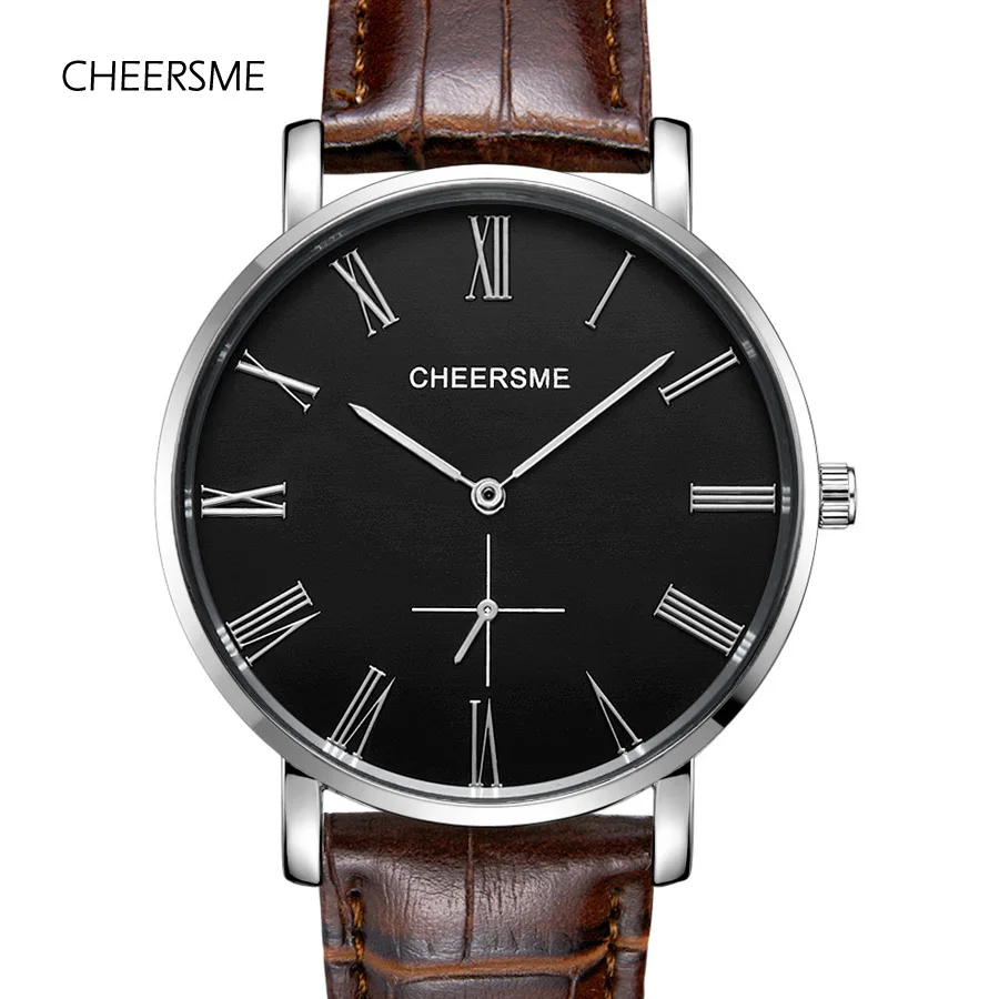 

2018 new fashion cheersme brand quartz watches men ultra-thin business casual wrist watch men high quality black men watches