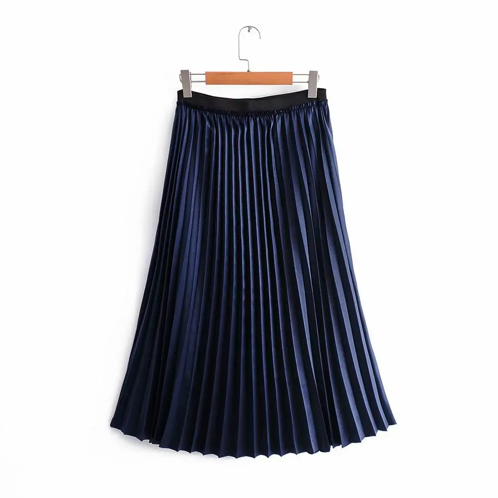 Week 9-48-9934 Europe and America fashion wind metal feel pleated skirt