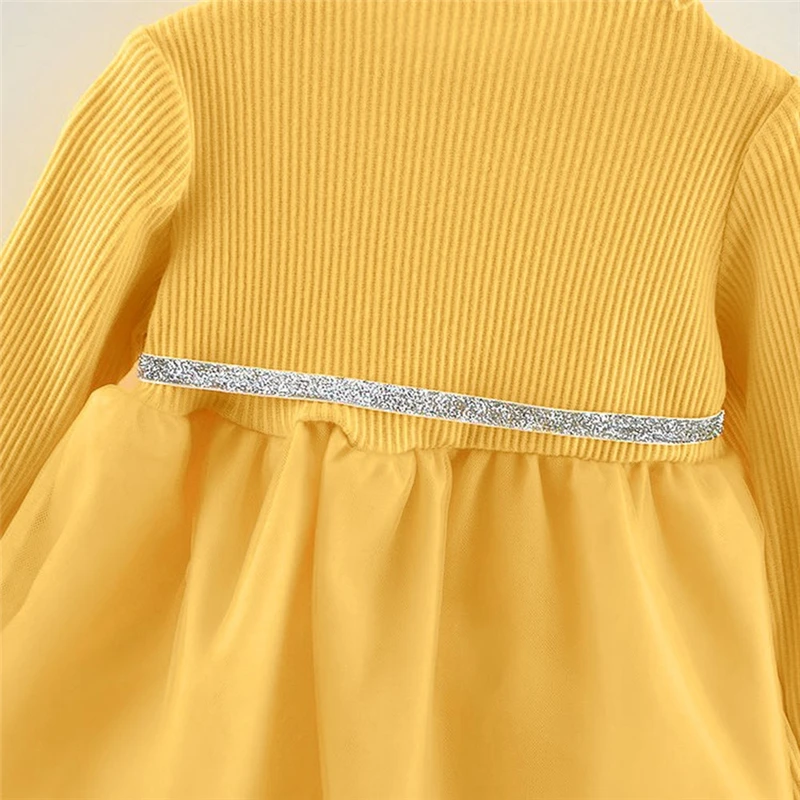 2019 Arrival Toddler Kids Baby Girls Solid Patchwork Bow Stars Princess Dress Clothes Newborn Baby Girl Clothes Cotton V8@ (6)