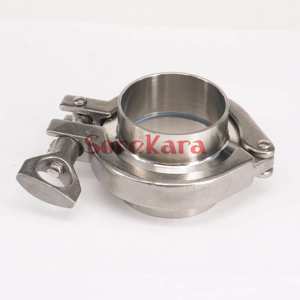 

2" Tri Clamp x 45mm 1-3/4" Pipe OD Sanitary Weld Ferrule + Tri Clover + Silicone Gasket 304 Stainless Steel Homebrew Wine Making
