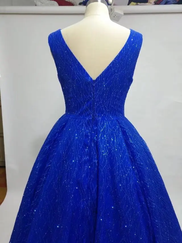 glitter royal V neck dazzling prom dress