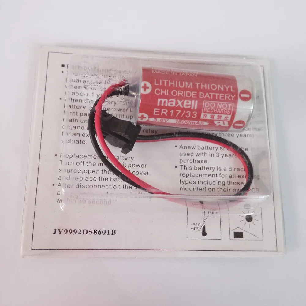 5PCS Battery for Maxell ER17/33 3.6V 1600mAh 2/3A 17330 PLC Lithium Batteries with Black plug connector | Электроника