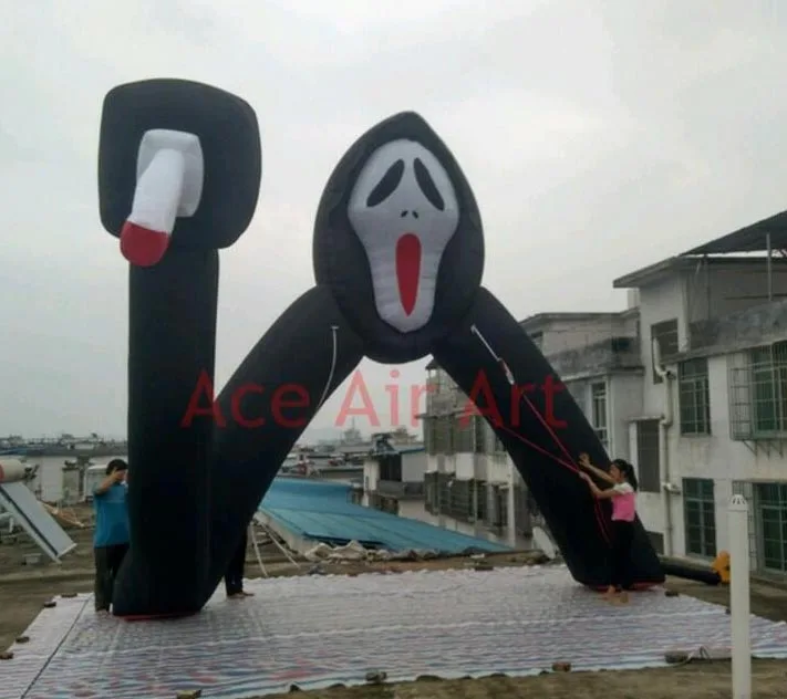  Giant Halloween arch inflatable killer skeleton man archway with bloody knife for Festival made by 