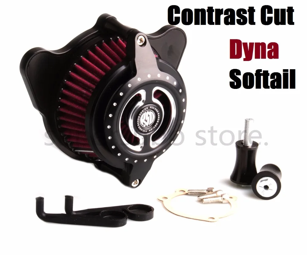 

Motorcycle Black Radial Blunt Air filter Cleaner intake filter for harley Softail 93-15 ,01-07 DYNA TOURING Contrast Cut
