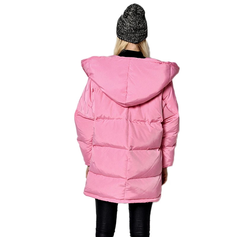 Koop Winter Jassen Vrouwen 90% Witte Eendendons Parka Loose Fit Plus Size Hooded Jassen Medium Lange Warme Casual Roze Sneeuw uitloper