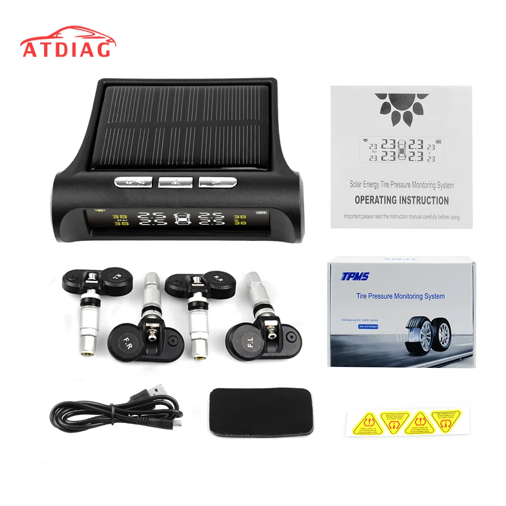 

Car TPMS Tyre Pressure Monitoring System Solar Power Digital LCD Display Auto Security Alarm Systems Tyre Pressure