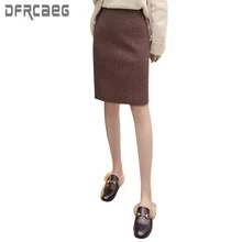 2019 Autumn Winter Elastic Waist Pencil Skirt Slim Fit Office Lady Woolen Skirts High Waist Female Skirts Midi Skirt Faldas saia 2019 Autumn Winter Elastic Waist Pencil Skirt Slim Fit Office Lady Woolen Skirts High Waist Female Skirts Midi Skirt Faldas saia