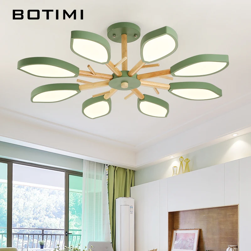 BOTIMI 220 в светодиодный люстра с металлическим абажуром для гостиной, скандинавские деревянные люстры, современная спальня, белый потолочный блеск