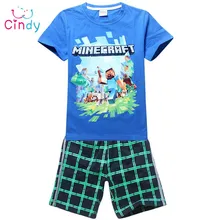 Kids baby Hot 2017 brand cartoon children clothing set plaid kids shorts t shirts 2pcs boys