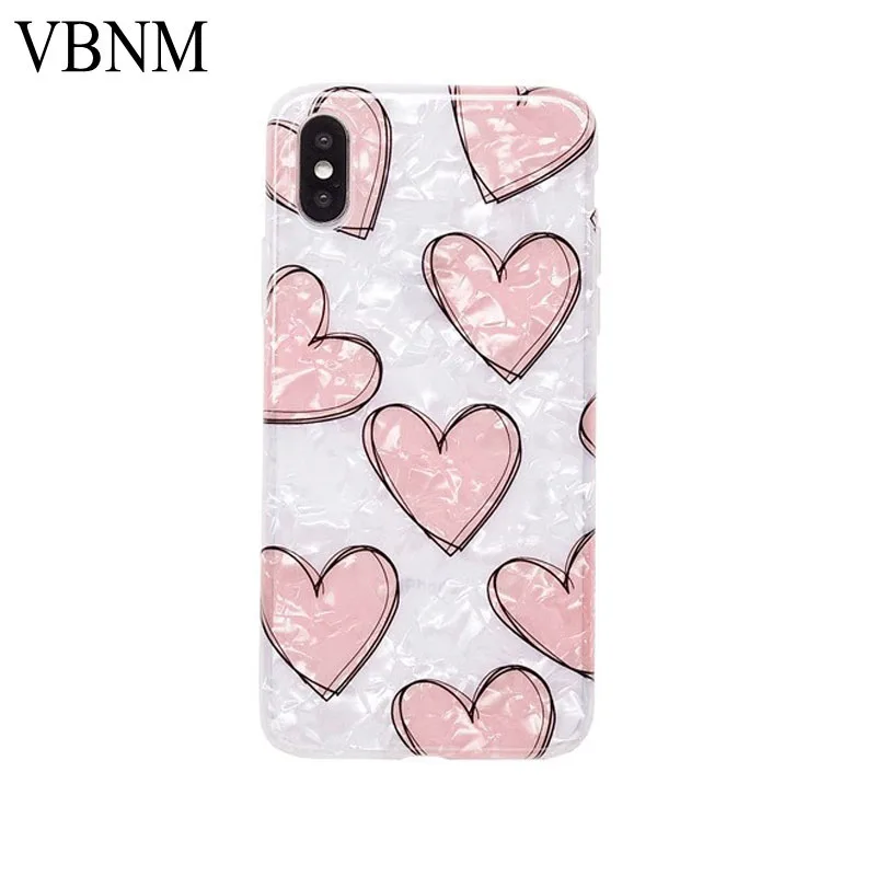 

Girly Love Heart Cute Phone Case For iPhone XR XS Max X 6 6S 7 8 Plus Soft Silicone Back Cover for iPhone X 7 Plus Coque Capa