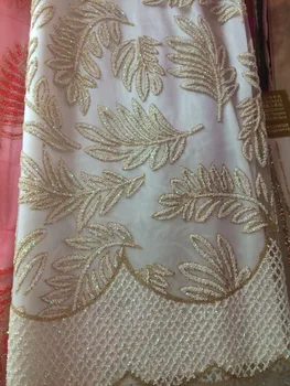 

African French Lace Fabric with glitter High Quality African Tulle Lace Fabric For Wedding