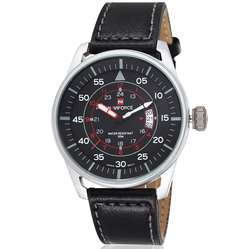 Топ люксовый бренд NAVIFORCE водонепроницаемые часы мужские спортивные военные часы Мужские кварцевые аналоговые кожаные Наручные часы relogio masculino