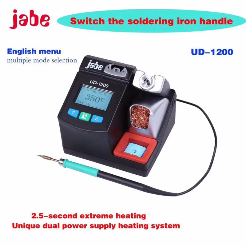 

Precision Smart Lead-free Soldering Station Jabe UD-1200 2.5S Rapid Heating with Dual Channel Power Supply Heating System Tools