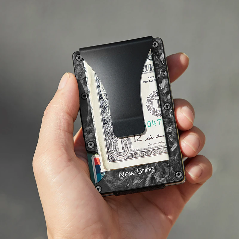 NewBring Металлический Мини зажим для денег модный бренд черный белый держатель для кредитных карт ID с RFID Анти-Вор кошелек для мужчин