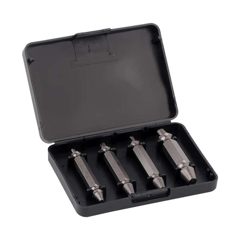 4 Pieces Drill Bit Set Steel Broken Speed Out Damaged Screw Extractor Broken Bolt Remover Sets