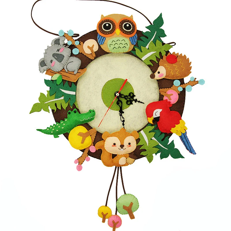 

WCIC DIY Welcome Cartoon Owl Music Shape Wall Clock Felt Living Room Handmade Clocks Free Cutting Cloth Hanging Clocks
